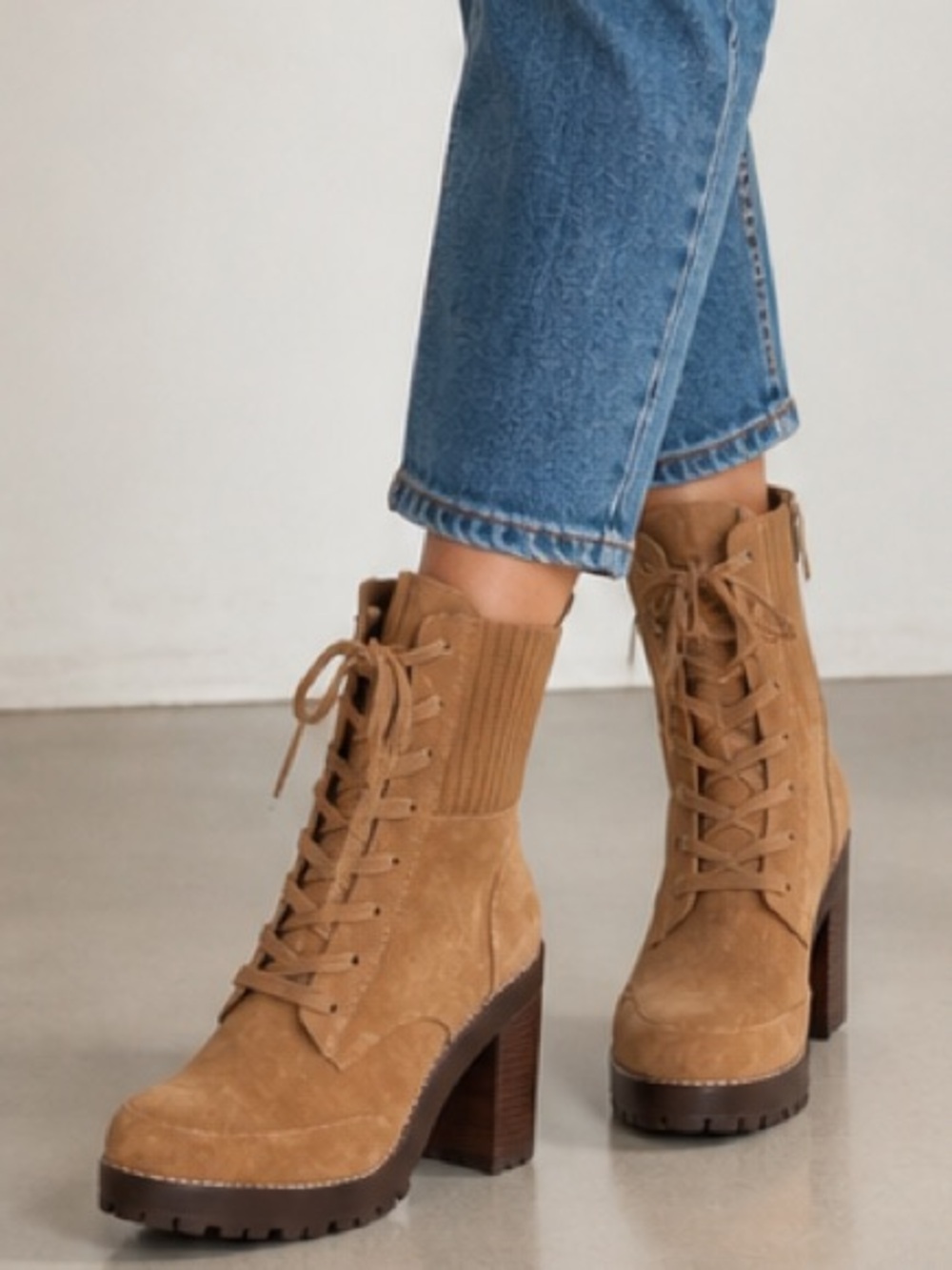 Deltan Sophie Suede Lug Sole Hiker Boots